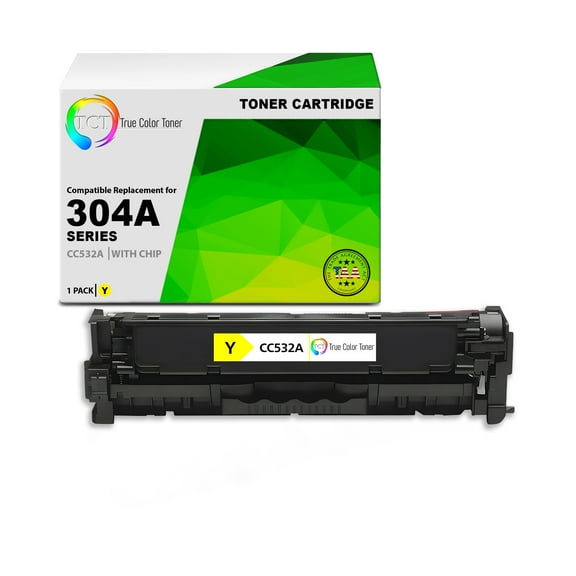TCT 304A Yellow Toner Cartridge - TAA Compliant Compatible Replacement for HP 304A CC532A