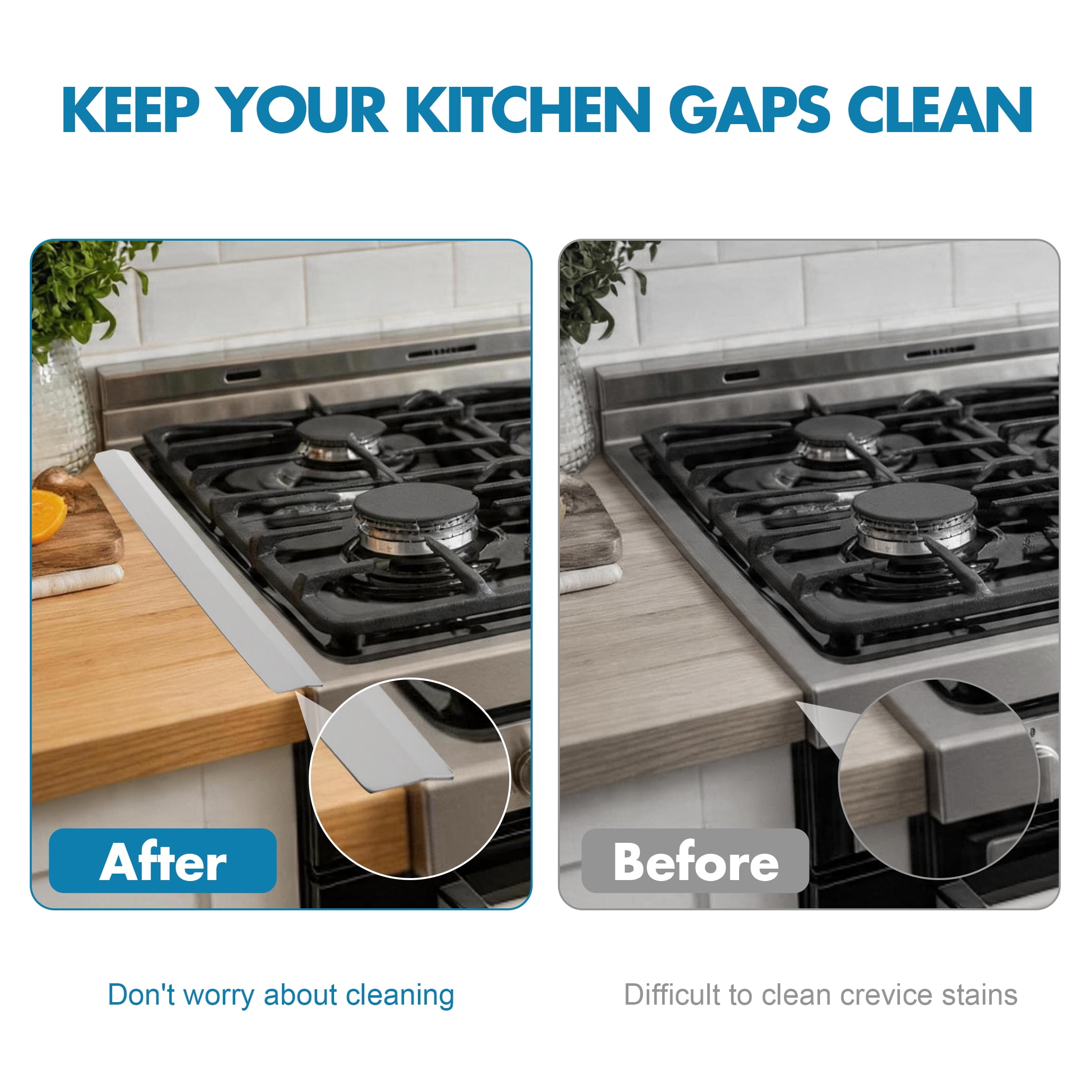 Stainless Steel Stove Gap Covers, T Shaped Stove Gap Filler for Kitchen Stove and Countertop Length 13.8" to 27.6" -2 Pack