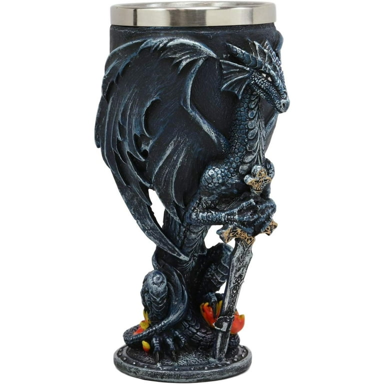Fantasy Netherworld Fire Dragon Flame Blade Sword Glass Wine Goblet Chalice