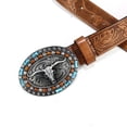 thumbnail image 5 of Fashion Bull Pattern PU Leather Vintage Waist Belt Waistband Mens Western Cowboy Belt Buckle Belt 110CM, 5 of 7