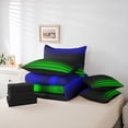 thumbnail image 6 of jejeloiu Vintage Striped Print 7pcs Bedding Comforter Set,Abstract Geometric Pattern Queen Bedding Sets,Green Black Blue Queen Sheet Sets For Adult,Breathable Home Decor Reversible, 6 of 8