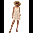 thumbnail image 3 of Vestido de Verano para Mujer, Sin Mangas, con Bolsillos, Informal, Corto, Corte A, Cuello Redondo. Cremoso XXL, 3 of 8