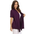 thumbnail image 3 of Women's Jersey Short Sleeve Solid Open Front Draped Casual Work Office Wear Cardigan MADE IN USA (S-3XL), 3 of 5