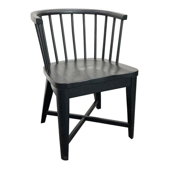 Pemberly Row 18" Wood Barrel Dining Chair in Black (Set of 2)