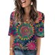 thumbnail image 4 of Camisetas Casuales de las Mujeres Impresas Manga Corta Cuello en V, Camiseta Ligera para Diario, Fiesta Y Primavera Verano, 4 of 4