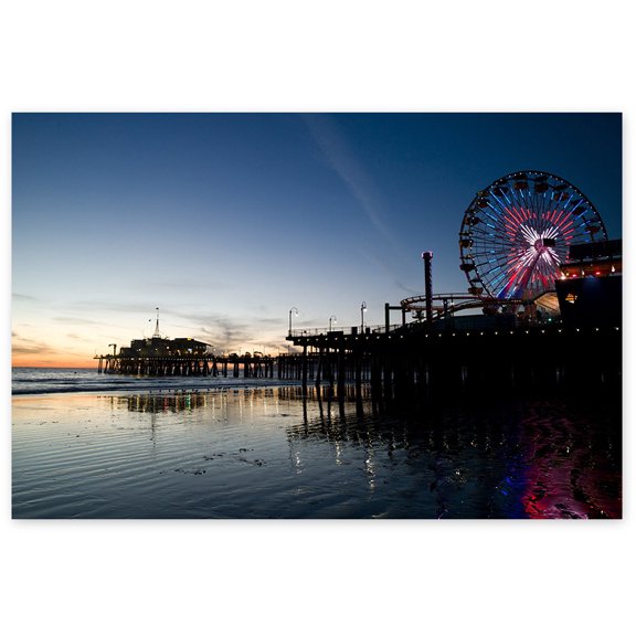 Awkward Styles The Santa Monica Pier Unframed Poster Santa Monica Beach View Modern Decor for Home California Night Lights Photo Art Kitchen Decor Ideas Vintage Wall Art for Office Printed Art Picture