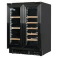 thumbnail image 4 of KoolMore Reserve 24 in. French Door Dual Zone Panel Ready Under-Counter Cooler with Wooden Shelves and 20 Bottle Capacity in the Right Zone and 2.1 Cu. Ft. on the Left in Black (KM-CWB24-WPR), 4 of 9