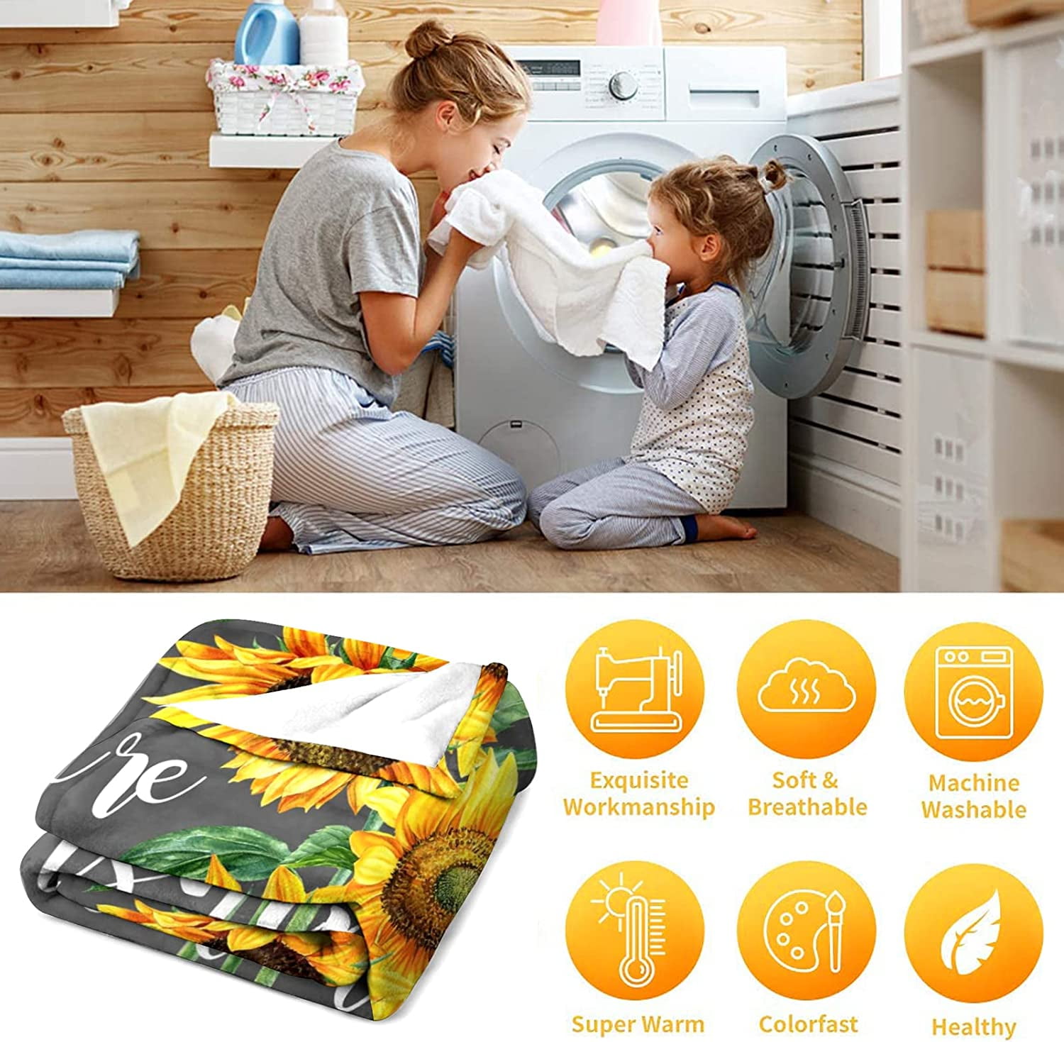 Sunflower Blanket Soft Flannel You are My Sunshine Throw Blanket Sunflower Gifts for Women Mom Daughter Wife 50"x40"