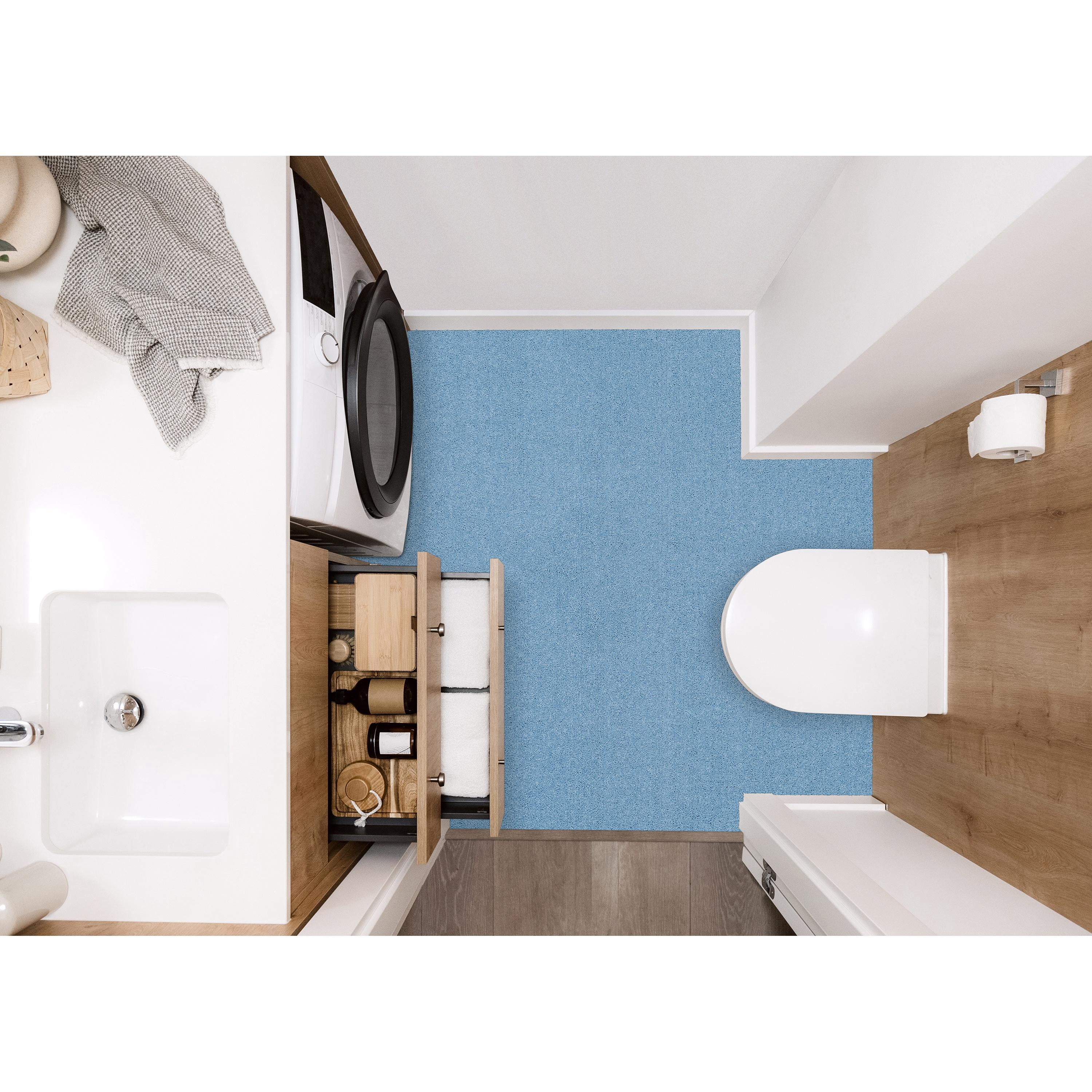 Garland Rug Gramercy Washable Polypropylene Basin Blue Bathroom Carpet, 4' x 6'