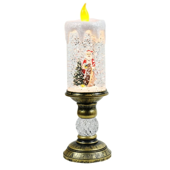 Imports 13.75" Lighted Tree Water Lantern Acrylic Snow Globe - Swirling Glitter Battery Operated