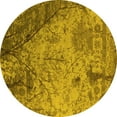thumbnail image 1 of Ahgly Company Machine Washable Indoor Round Oriental Yellow Industrial Area Rugs, 8' Round, 1 of 4