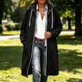 thumbnail image 4 of Oversize Winter Coats for Women, Women's Fashion Large Size Solid Color Zipper Hooded Plus Velvet Thickened Long Sleeve Jacket Black L, 4 of 6