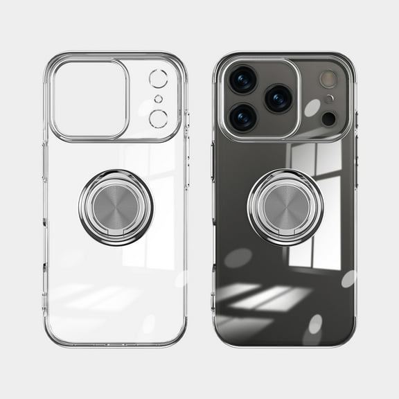 Allytechgroup iPhone 17 Pro Case with Ring Holder, Kickstand Magnetic Case Compatible with Car Mount Bumper Rugged Shockproof Clear Back Cover Phone Case for Apple iPhone 17 Pro, Silver