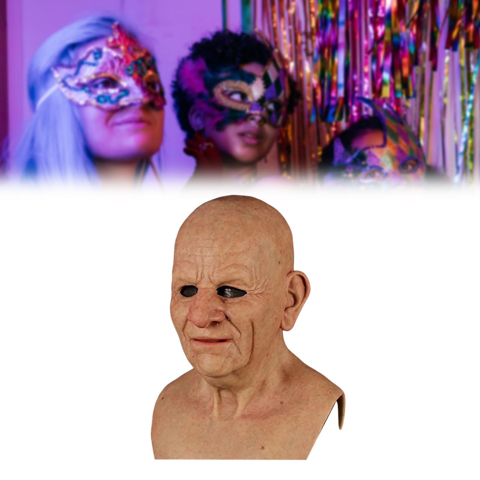 Máscara de látex de cara humana realista para hombre, disfraz de hombre viejo, disfraz de Halloween, multicolor