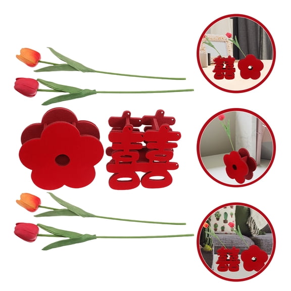 OUNONA 6pcs Flower Shaped Wedding Table Decorative Vase Centerpiece