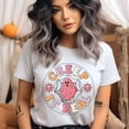 thumbnail image 2 of Creep It Real Halloween Shirt | Cute Pink Ghost Tee | Funny Pastel Spooky T-Shirt, Maroon, Size 2XL, 2 of 6