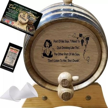 

Female: Need To Quit Drinking (083) - Engraved American Oak Wine Aging Barrel