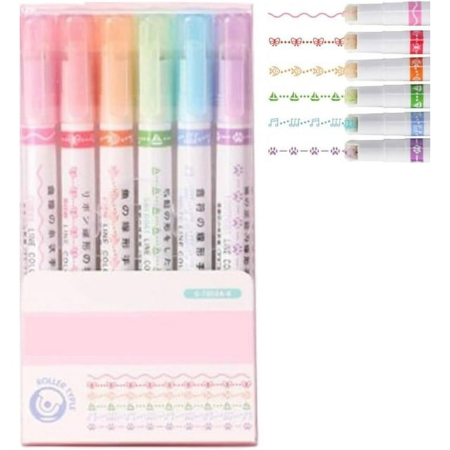 Mini Stylos à Rouleau pour Tampons, Ensemble de Marqueurs Colorés Bricolage pour Notes, Fournitures Scolaires, Lot de 2