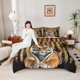 thumbnail image 4 of Castle Fairy Tiger Wildlife 3 Pieces Queen Comforter Set for Teens,Retro Vintage Ultra Soft Bedding Sets,USA Flag Bedding Comforter Set,Breathable Home Decor, 4 of 8
