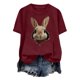 thumbnail image 5 of Tops de Cuello Alto para las Mujeres Amante Impreso Camiseta Cuello Redondo Manga Corta, Poliéster Spandex, 5 of 7