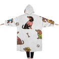 thumbnail image 2 of Oversized Wearable Blanket Hoodie,Dachshund Footprint Bone Sherpa Blanket Hoodie with Super Pockets,Super Warm Fuzzy Pullover for Women & Men, 2 of 6