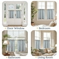 thumbnail image 5 of Curtainking Striped Rod Pocket Kitchen Curtains Linen Cafe Curtains Semi-Sheer Curtains 26x24 inch 2 Panels Blue on Beige, 5 of 10