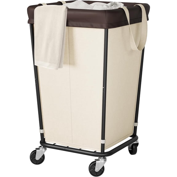 160L Laundry Basket with Wheels, 2-section Rolling Laundry Basket, Large Laundry Hamper with Wheels, Rolling Laundry Hamper Clothes Hamper for , Bathrooms and Dorm(Beige)