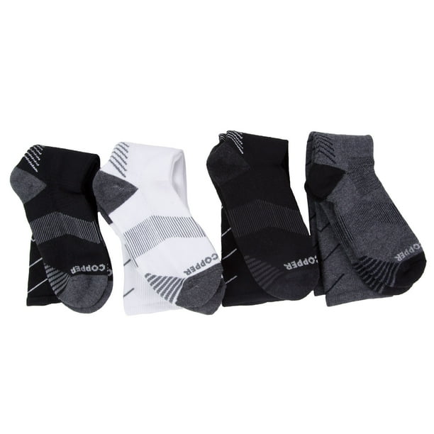 TOMMIE COPPER Women's 4 Pair Compression Over the Calf Socks, Black/Wht, 79.5
