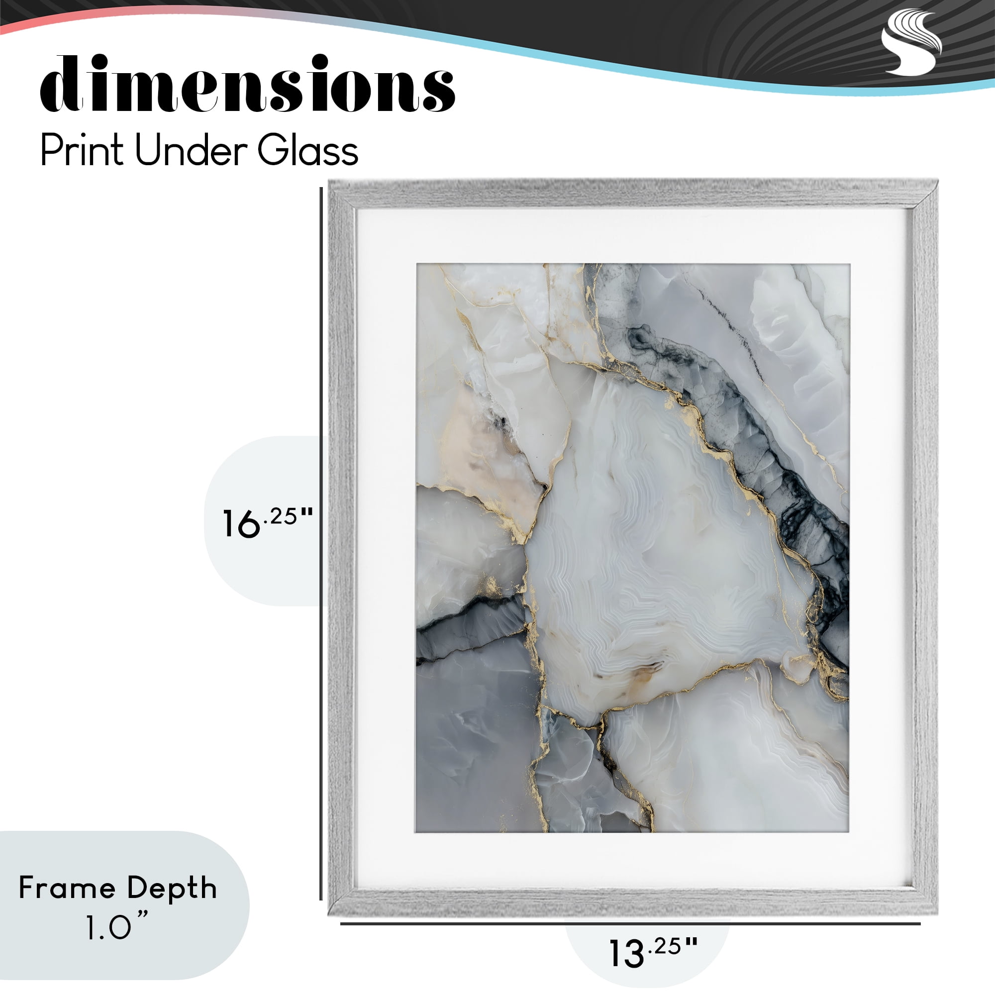 Stupell Industries Luxe Stone Geode Gray Framed Print Under Glass, design by Svetlana Aleynikova