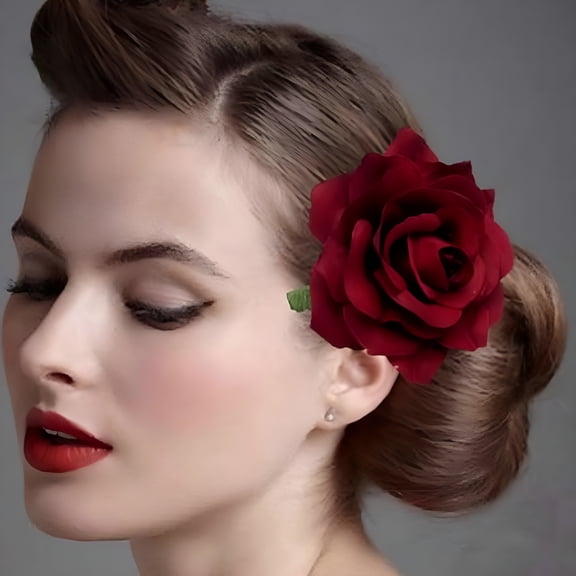 VANIDO 1Pc Hair Clip Reusable Rose Flower Shape Metal Rose Flower Hair Clips for Dating