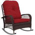 thumbnail image 1 of Outsunny Rattan Rocking Chair with Soft Cushion for Garden, Red, 1 of 10