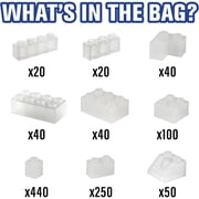 SCS Direct Building Block Bricks - 1000 Pc Bulk Set of Unique Clear Colors with 54 Roof Pieces - Great for Activity Tables