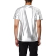 thumbnail image 3 of Lars Amadeus Men's Metallic Shiny Nightclub Short Sleeve Party Disco T-Shirt, 3 of 6