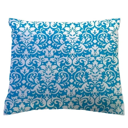 SheetWorld Crib Toddler Pillow Case, 100% Cotton Woven, Turquoise Damask , 13 x 17