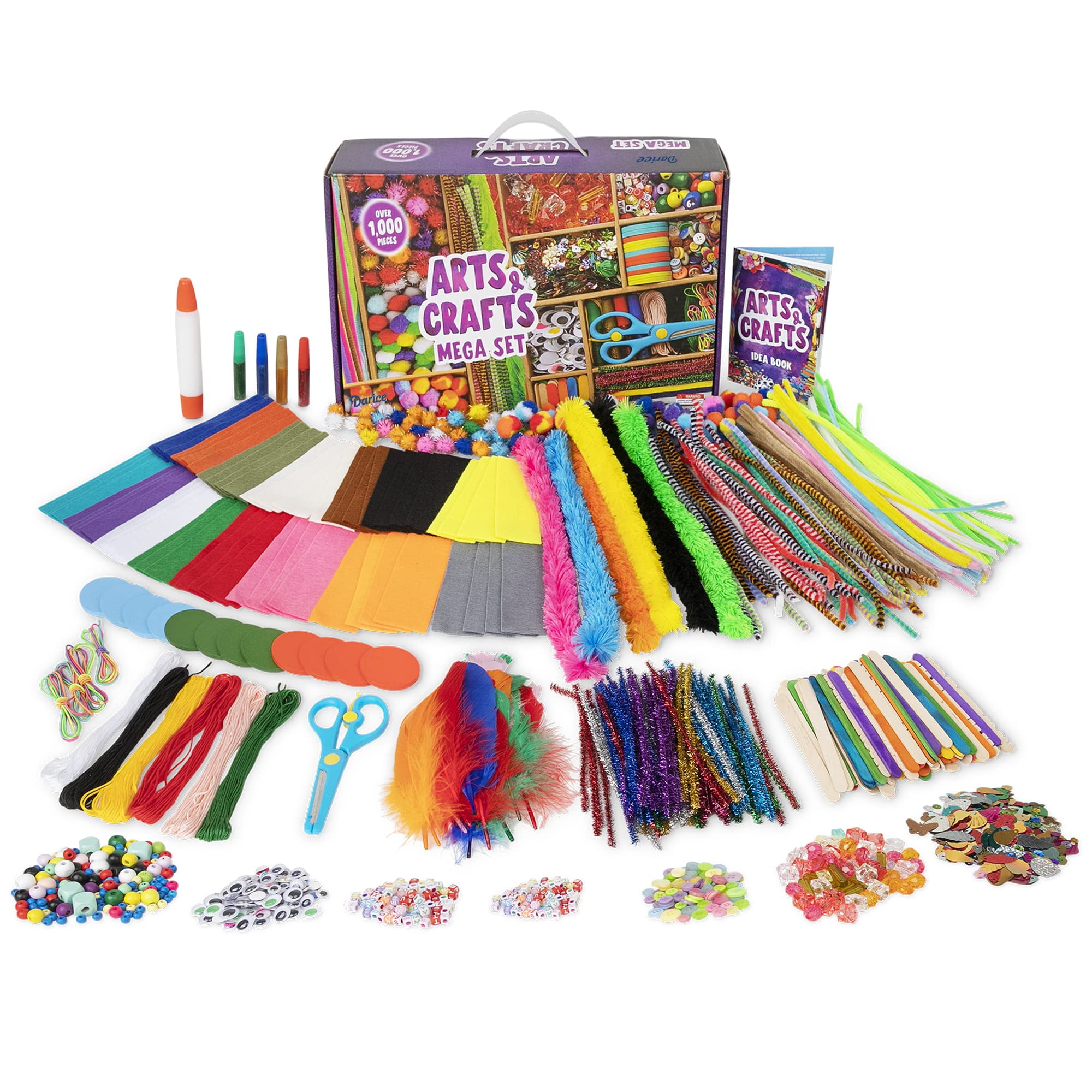  Arts and Crafts Vault - 1000+ Piece Craft Supplies Kit Library  in a Box for Kids Ages 4 5 6 7 8 9 10 11 & 12 Year Old Girls 