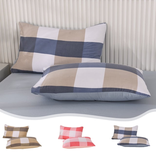 Xihbxyly Juego de Fundas de Almohada Lavadas, Tela Suave y Transpirable, Diseño de Contraste Multicolor, Cómodo Accesorio de Cama, Fácil de Limpiar, Decoración de Dormitorio, Tamaño 74 X 48 Cm