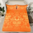 thumbnail image 2 of Adults Damask Gothic Sheet Set Antique Victorian Bed Sheets Set Full,Vintage Floral Goth Sheets Bat Bed Set,Bats Sugar Skull Bone Skeleton Bohemian Baroque Decor,Orange and Yellow, 2 of 5