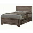 thumbnail image 4 of Queen Size Asian Hardwood Storage Bed Frame with Washed Taupe Finish (No Box Spring Needed for Master Bedroom), 4 of 5