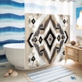 thumbnail image 5 of No Hook Shower Curtain, Black Brown Shower Curtains for Bathroom with See Through Top Window, Boho Vintage Southwestern Ethnic Geometric Waterproof & Washable Bath Curtain Extra Long 72"x96", 5 of 9