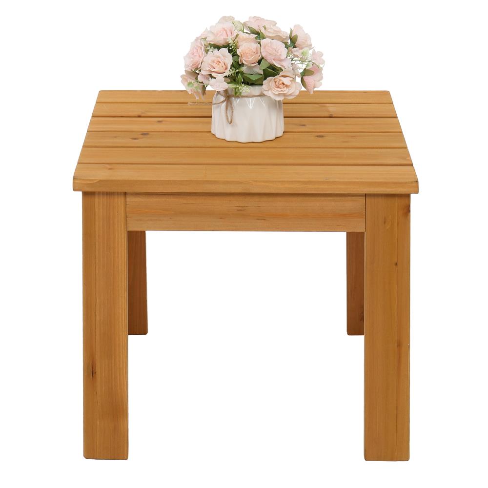 Zimtown 18" Fir Wood Square Side Slatted Table Natural Color, Wooded End Table for Garden, Living Room, Balcony, Porch - image 4 of 9