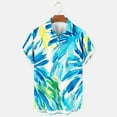 thumbnail image 5 of Stamzod Tropical Plam Printing Hawaiian Shirt for Men Summer Short Sleeve Button Down Vacation Tops Casual Loose Oversized Shirts Blue G XXL, 5 of 6