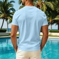 thumbnail image 4 of Sewkxo Mens Hawaiian Short Sleeve T-Shirts Graphic Crew Neck Casual Shirt Summer Beach Palm Tree Printed Vintage Tees,Light Blue 3XL, 4 of 5
