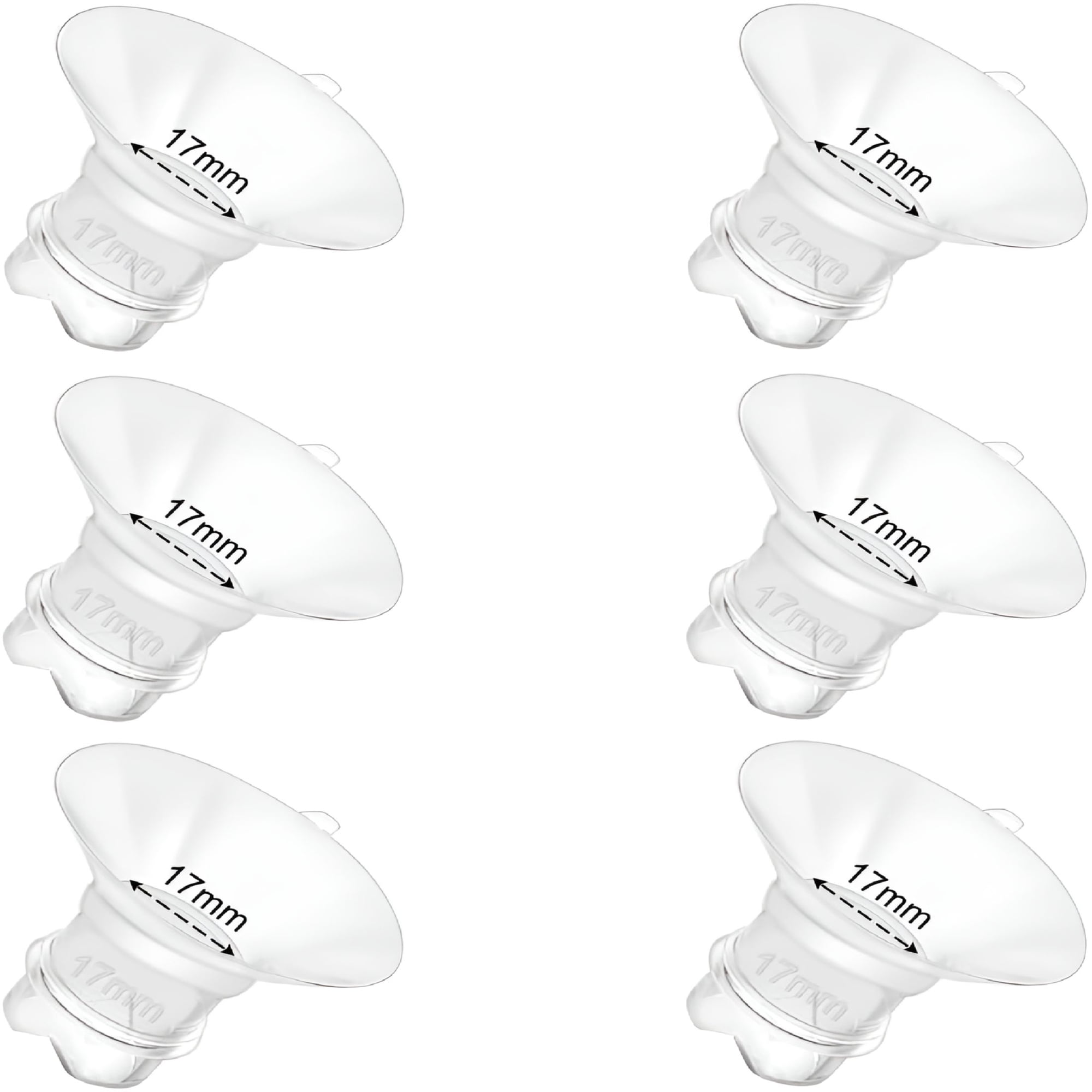 XIRQI 6pcs Updated Silicone Flange Insert 17mm Compatible with Various Breast Pumps for 24mm Flange/Shield, Breastfeeding Essential Replacement Pump Part