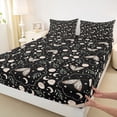 thumbnail image 5 of Homewish Wild Moth Bed Sheets, Green Leaves Full Size Sheets, Moon Print Decor, 4 Pieces, 1 Flat Sheet, 1 Fitted Sheet and 2 Pillowcases, 5 of 6