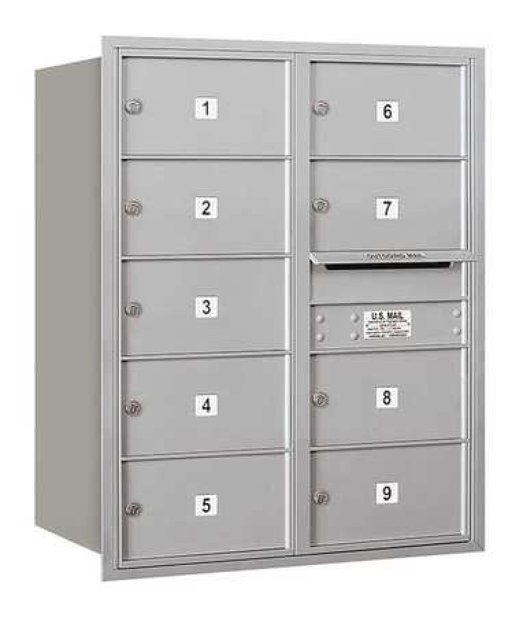 4C Horizontal Mailbox - 10 Door High Unit (37 1/2 Inches) - Double Column - 9 MB2 Doors - Aluminum - Rear Loading - USPS Access