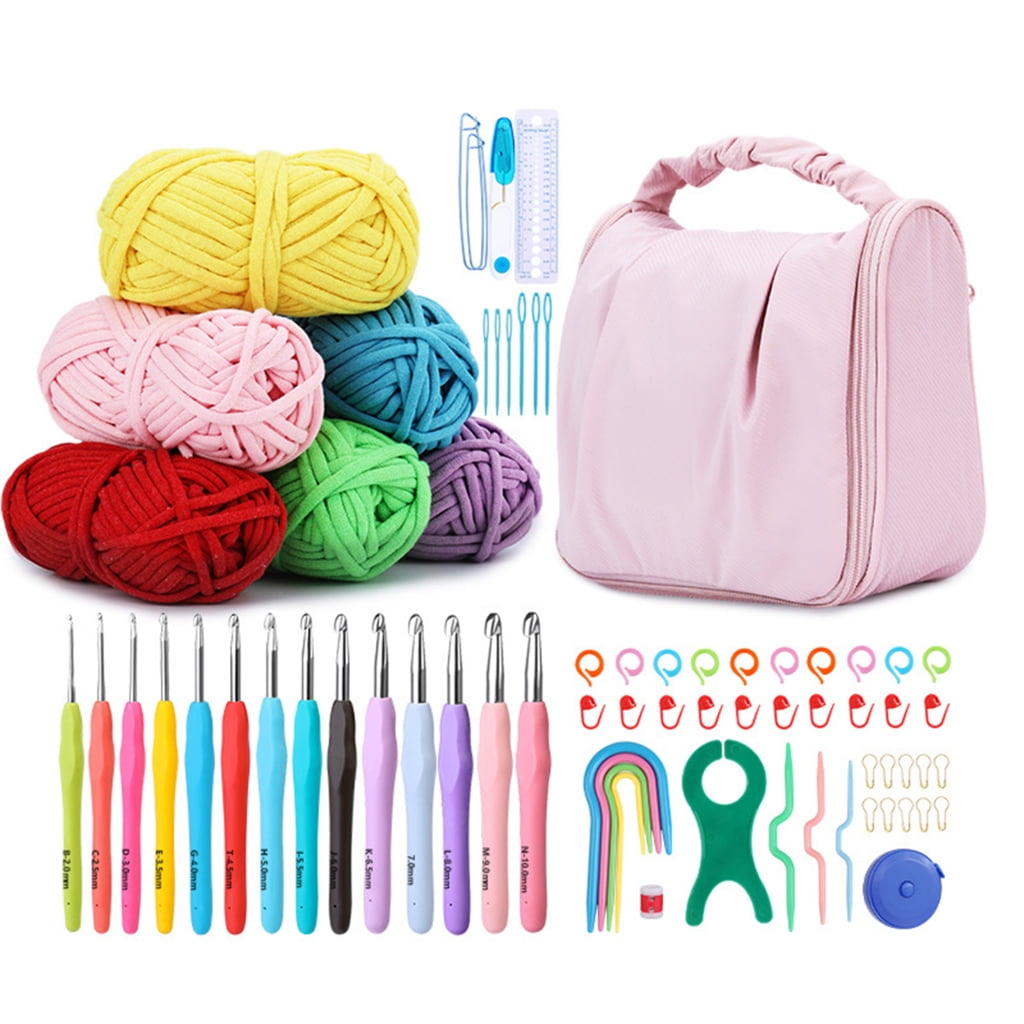 Ergonomic Crochet Hook Sewing Needle Knitting Accessories Set with Crochet Bag