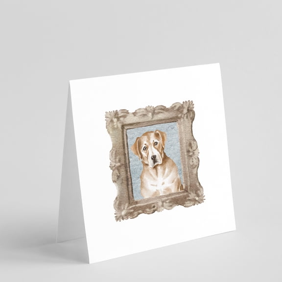 Labrador Retriever Yellow Head Tilt Square Greeting Cards and Envelopes Pack of 8 5 in x 5 in