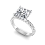 SHANTI JEWEL IGI Certified 3.75 CTW Princess Cut Lab Grown Diamond (3 Ct, F, VVS2) Hidden Halo Set 14K White Gold Engagement Ring for Women 7 US