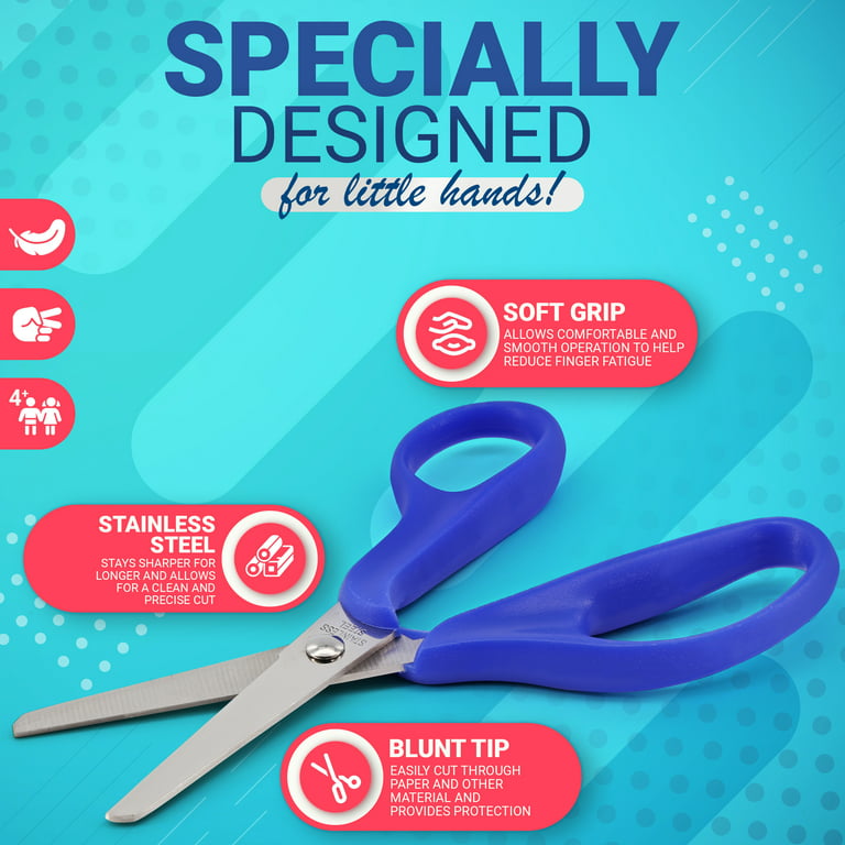 5 Pack Plastic Scissors for Kids,Colorful Safety Craft Scissors Plastic  Handle Pre-School Training Scissors(5 colors)