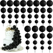 48 Pcs Balls Cake Topper Decorations Balloon Cupcake Toppers Foam Cake Topper Balls Cake Balls Decorations for Birthday Party Wedding Anniversary Cake Decorating